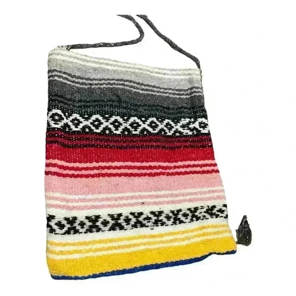 Mexican Woven Multicolor Crossbody Beach Purse Tote - Picture 6 of 6